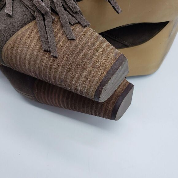 Steve Madden Boots Womens Size 9.5M Brown Suede Fringe Ankle Block Heel Western - Picture 9 of 13